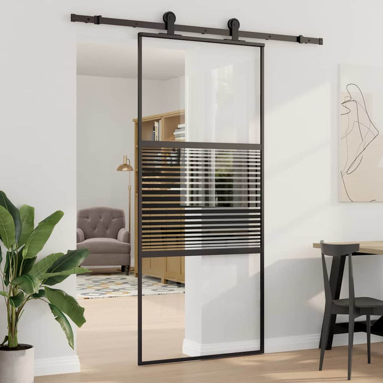Vidaxx porte vitrée rayée noir 90 x 2 x 205 cm aluminium