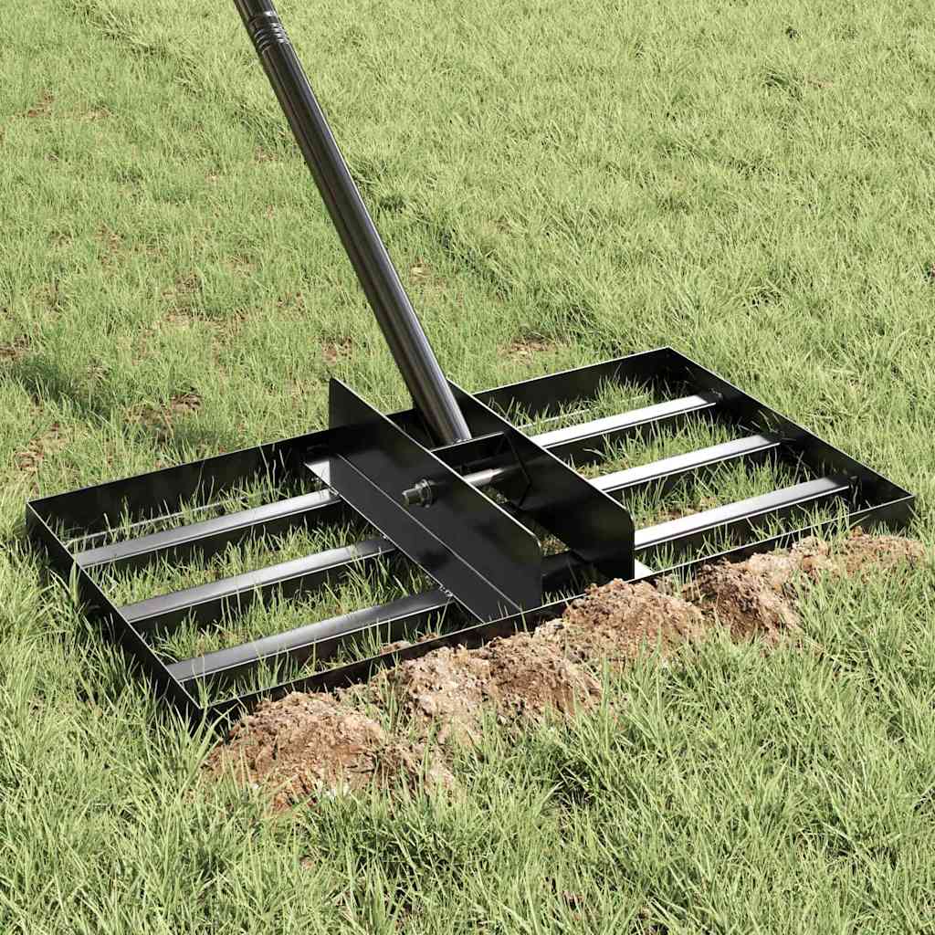 Vidaxx râteau de jardin noir 45 x 25 x 200 cm acier peint par poudrage