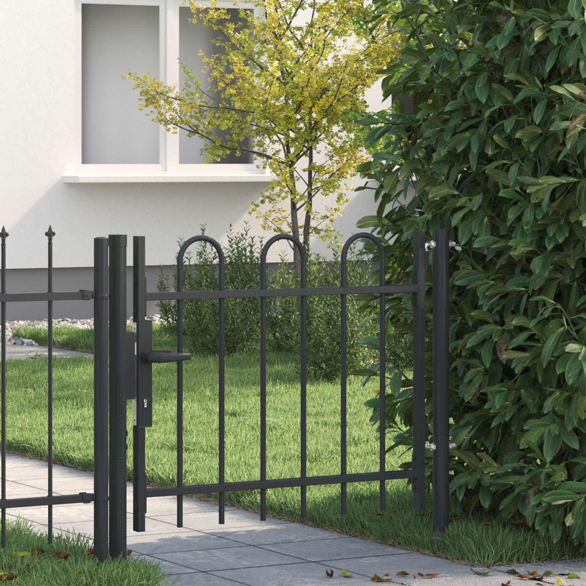 Portail de clôture Vidaxx avec serrure gris 103 x 250 cm en acier thermolaqué