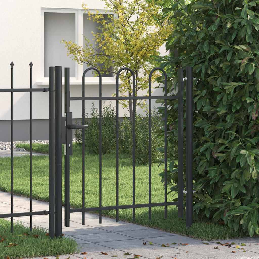 Portail de clôture Vidaxx avec serrure gris 103 x 150 cm en acier thermolaqué