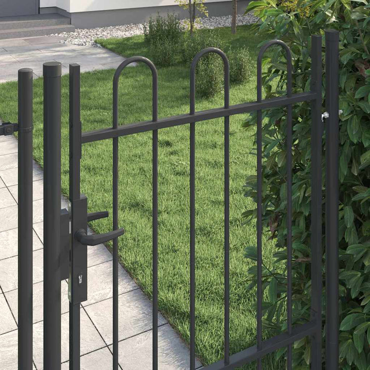 Portail de clôture Vidaxx avec serrure gris 103 x 200 cm en acier thermolaqué