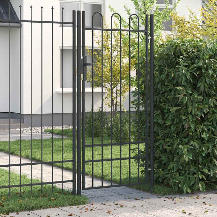 Portail de clôture Vidaxx avec serrure gris 103 x 250 cm en acier thermolaqué