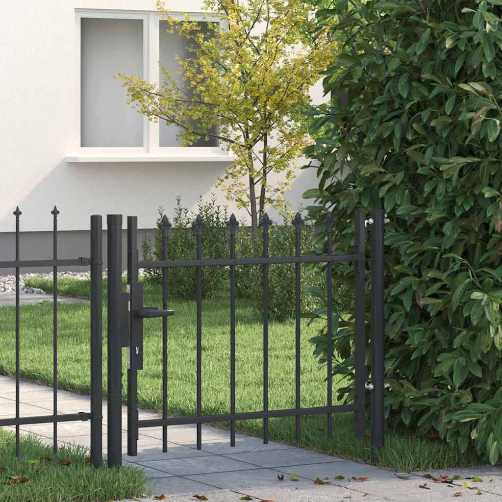 Portail de clôture Vidaxx avec serrure gris 103 x 250 cm en acier thermolaqué