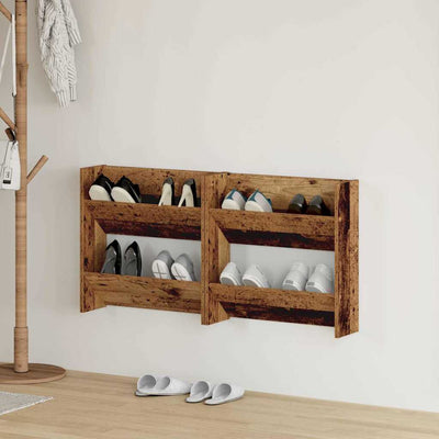 VidaXL armoire à chaussures 2 pcs vieux bois 60 x 18 x 60 cm bois traité