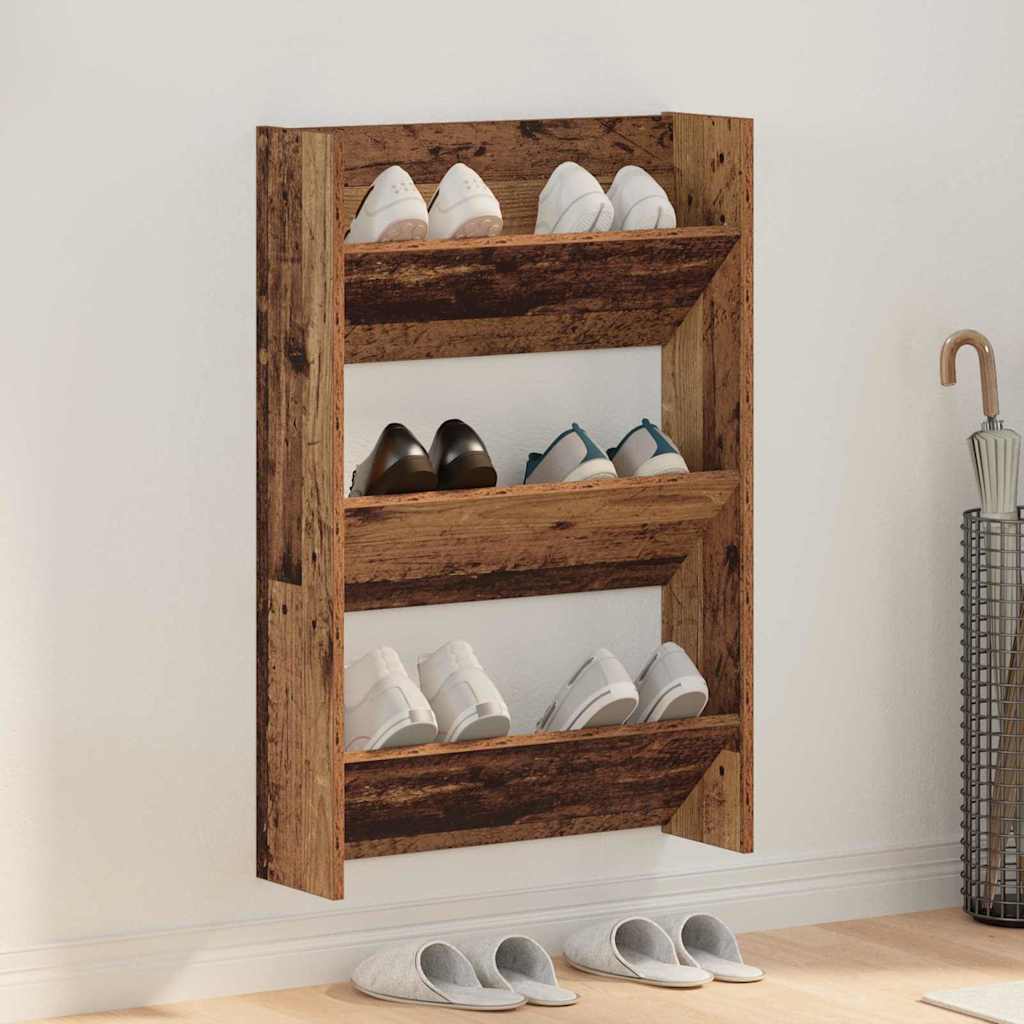 Vidaxxl armoire à chaussures avec étagère vieux bois 60 x 18 x 90 cm bois traité