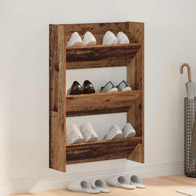 Vidaxxl armoire à chaussures avec étagère vieux bois 60 x 18 x 90 cm bois traité