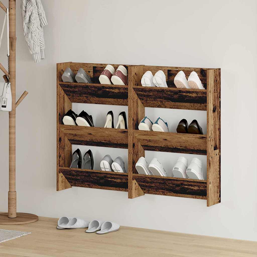 VidaXL armoire à chaussures 2 pcs vieux bois 60 x 18 x 90 cm bois traité