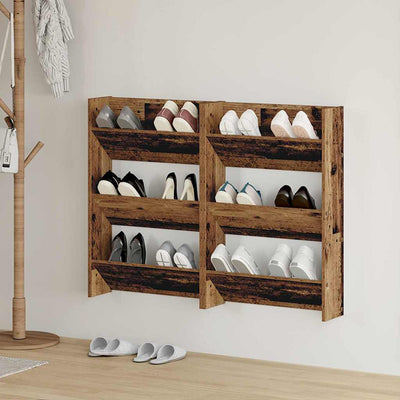 VidaXL armoire à chaussures 2 pcs vieux bois 60 x 18 x 90 cm bois traité