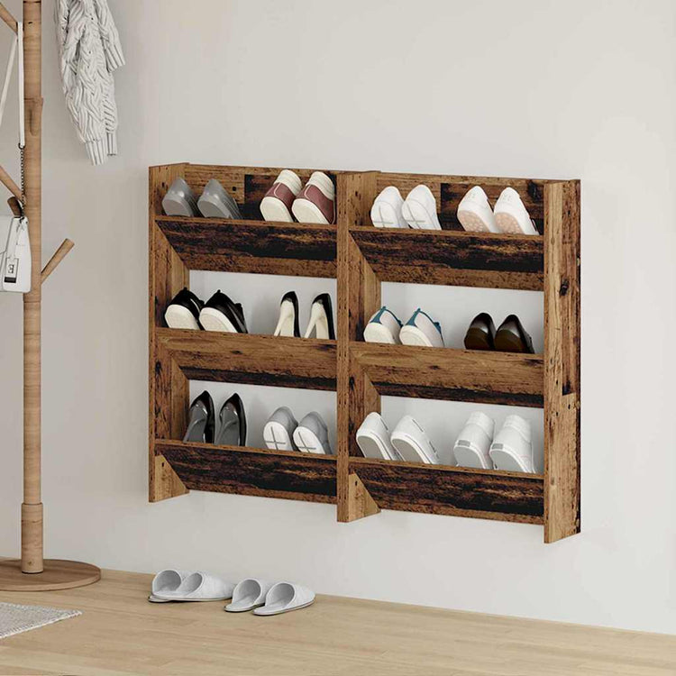 VidaXL armoire à chaussures 2 pcs vieux bois 60 x 18 x 90 cm bois traité