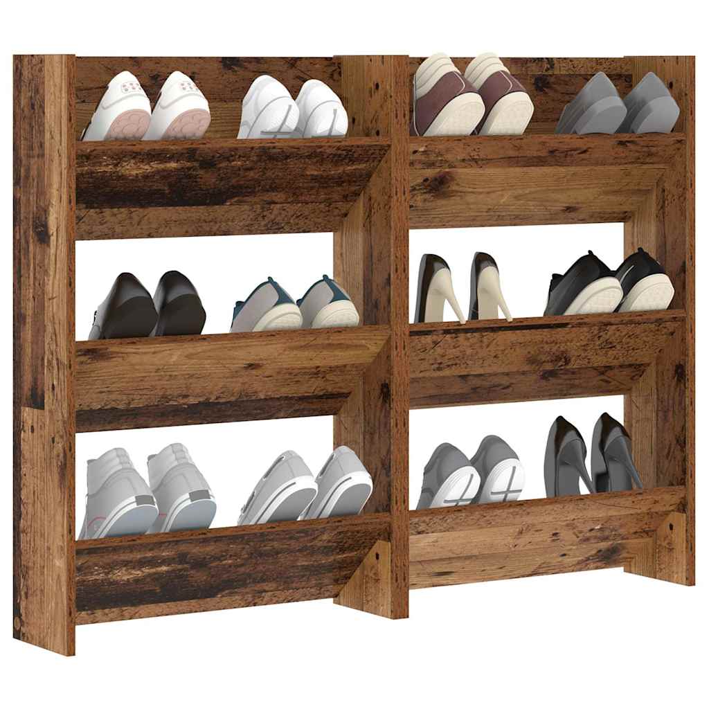 VidaXL armoire à chaussures 2 pcs vieux bois 60 x 18 x 90 cm bois traité