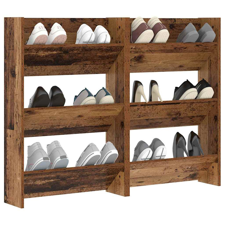 VidaXL armoire à chaussures 2 pcs vieux bois 60 x 18 x 90 cm bois traité
