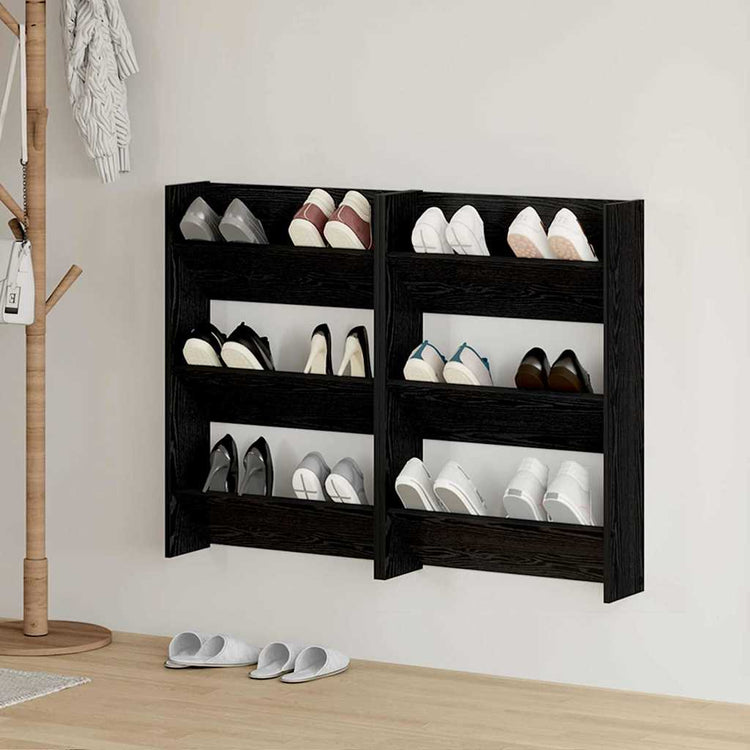Vidaxx armoire à chaussures 2 pcs chêne noir 60 x 18 x 90 cm bois d'ingénierie