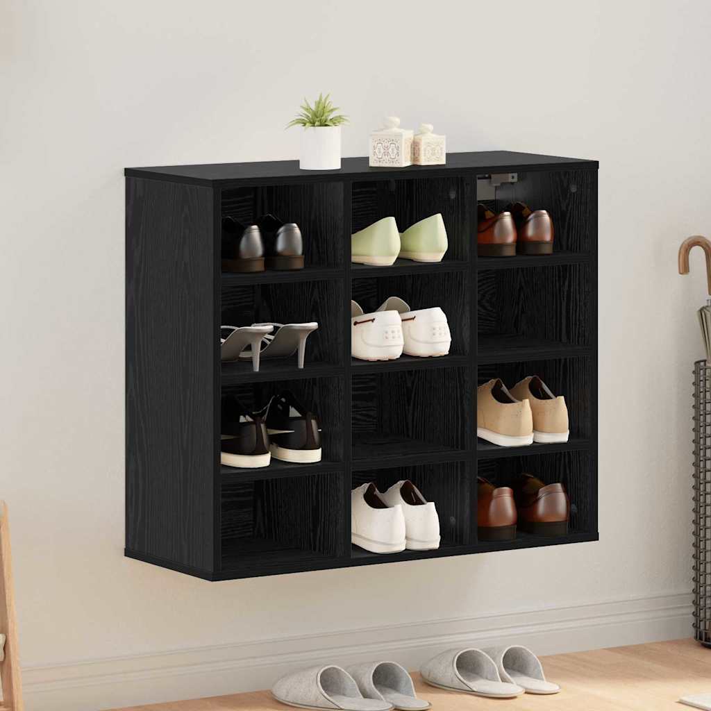 Vidaxxl meuble à chaussures chêne noir 77,5 x 30 x 67 cm bois d'ingénierie