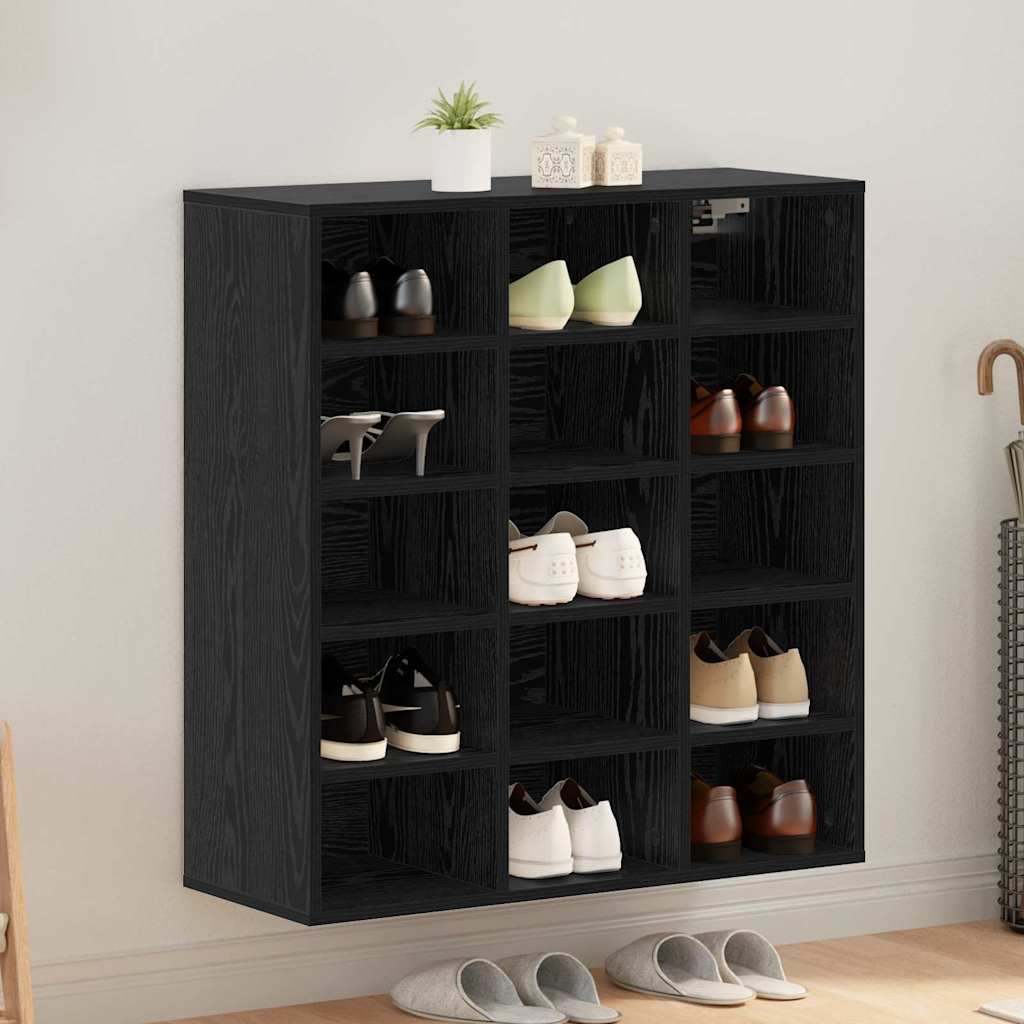 Vidaxxl meuble à chaussures chêne noir 77,5 x 30 x 83,5 cm bois d'ingénierie