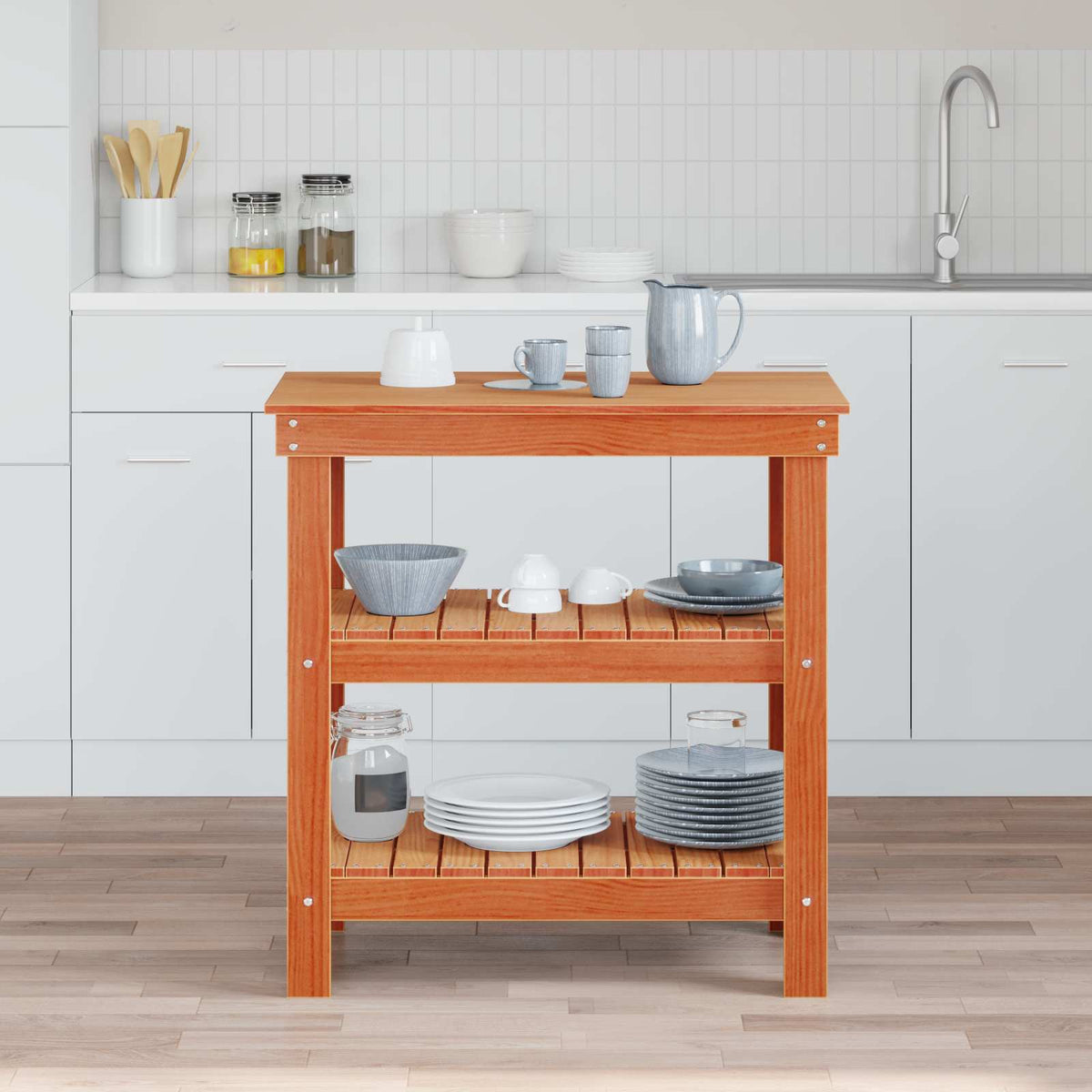 Vidaxx établi de lavage marron 78,5 x 50 x 80 cm bois de pin massif