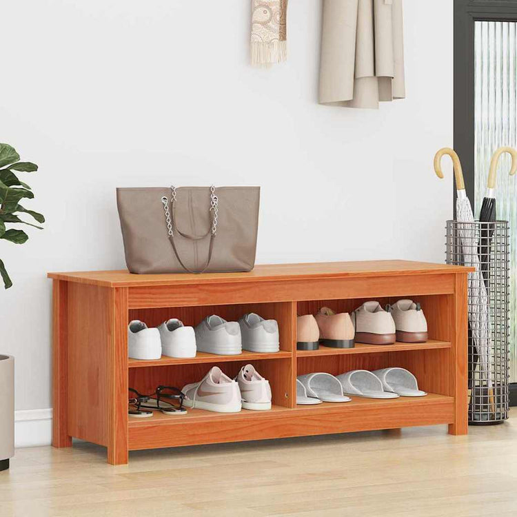 Vidaxx banc de rangement cire marron 110 x 38 x 45,5 cm bois de pin massif