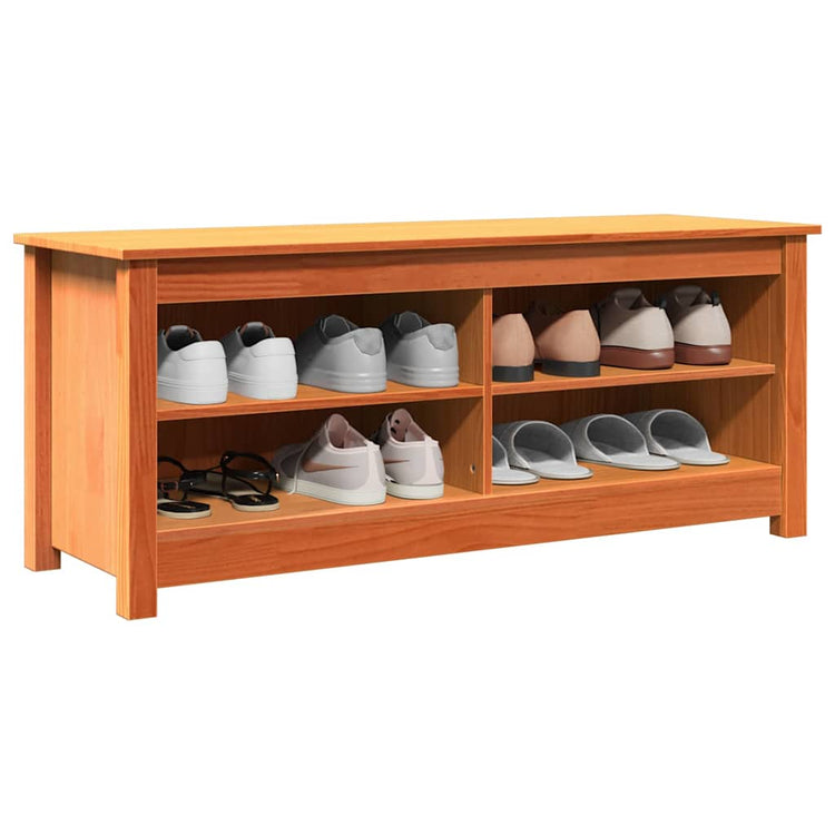 Vidaxx banc de rangement cire marron 110 x 38 x 45,5 cm bois de pin massif