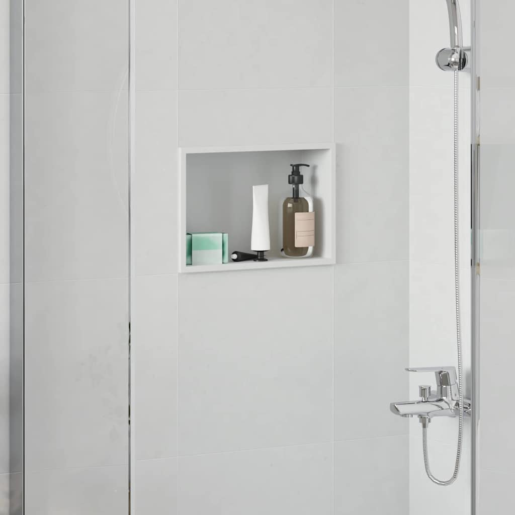 VidaXL niche de douche blanc 30 x 20 x 9,5 cm en acier inoxydable