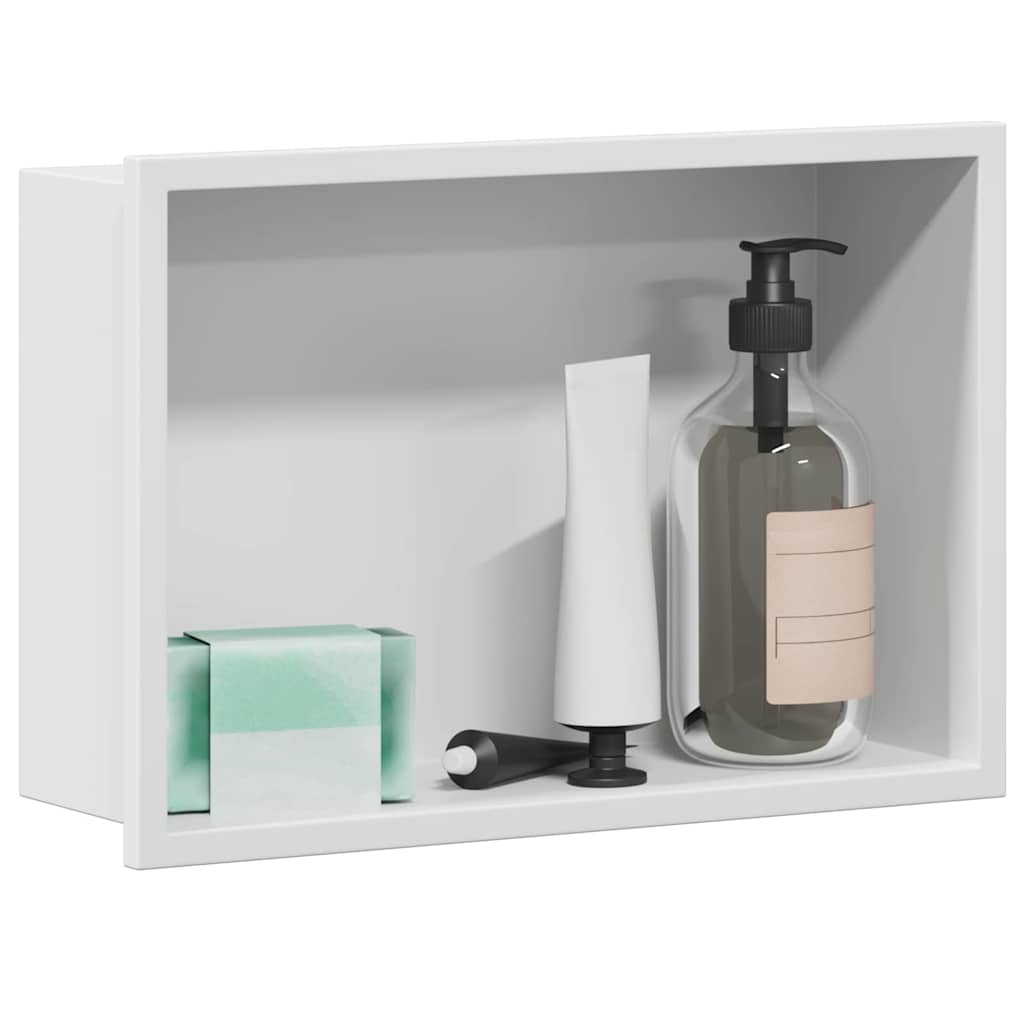 VidaXL niche de douche blanc 30 x 20 x 9,5 cm en acier inoxydable