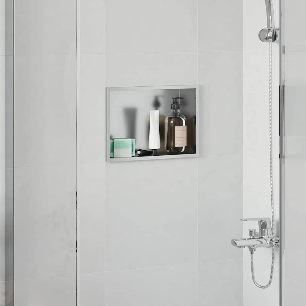 VidaXL niche de douche argent 30 x 20 x 9,5 cm en acier inoxydable