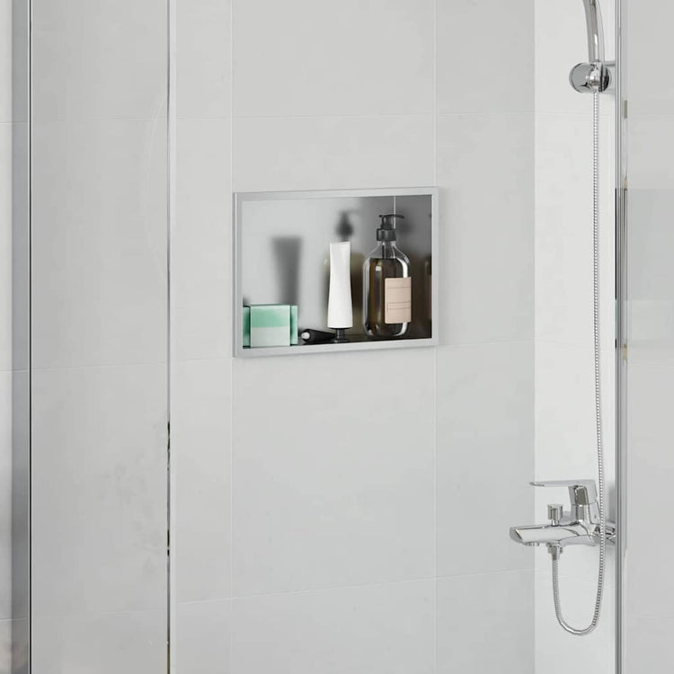 VidaXL niche de douche argent 30 x 20 x 9,5 cm en acier inoxydable