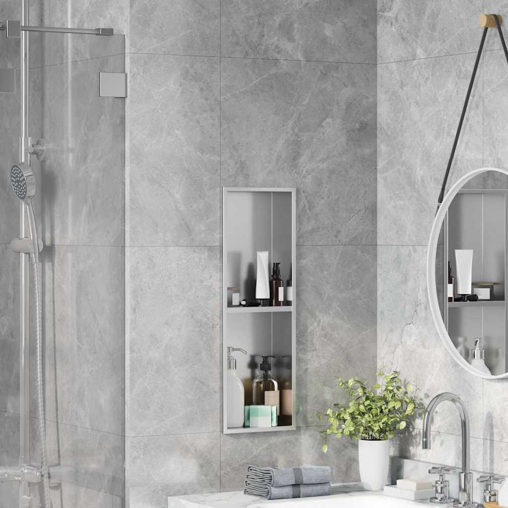 VidaXL niche de douche argent 60 x 20 x 9,5 cm en acier inoxydable