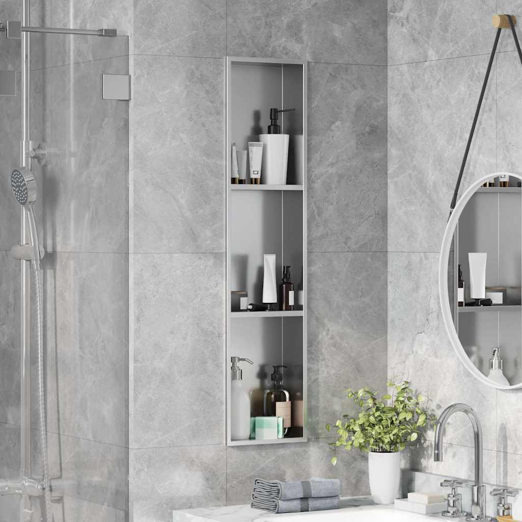VidaXL niche de douche argent 90 x 20 x 9,5 cm en acier inoxydable