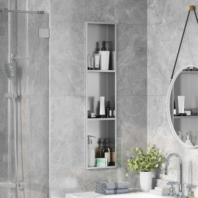 VidaXL niche de douche argent 90 x 20 x 9,5 cm en acier inoxydable