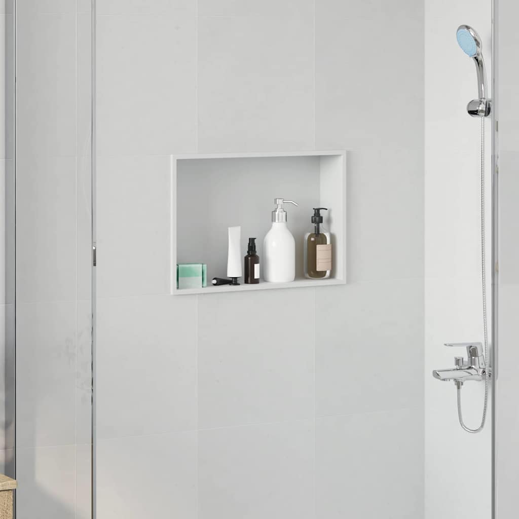 VidaXL niche de douche blanc 45 x 30 x 9,5 cm en acier inoxydable