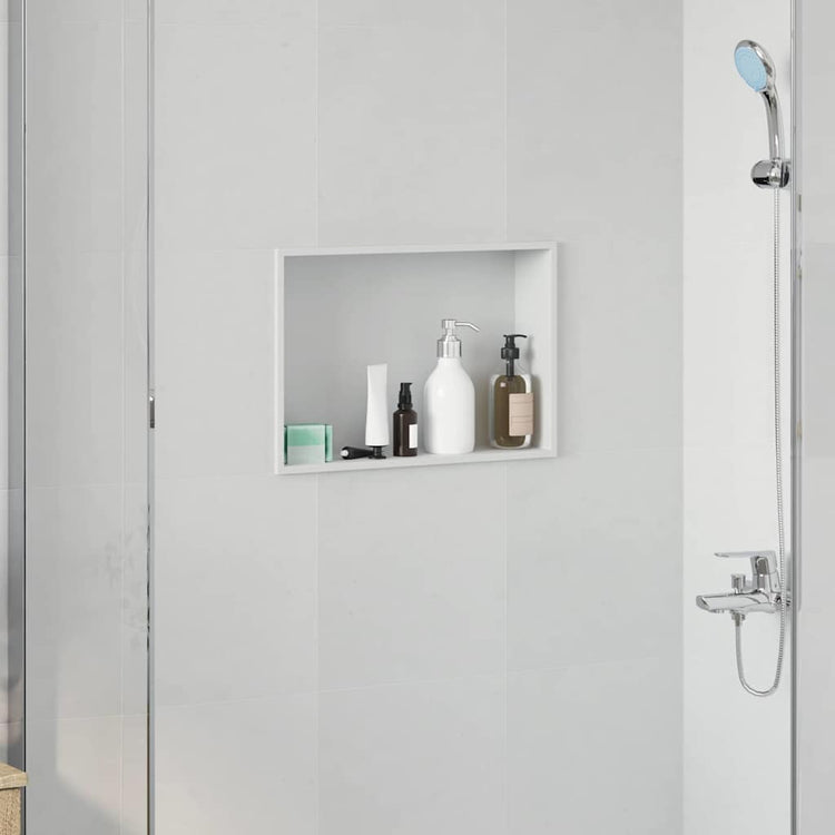 VidaXL niche de douche blanc 45 x 30 x 9,5 cm en acier inoxydable
