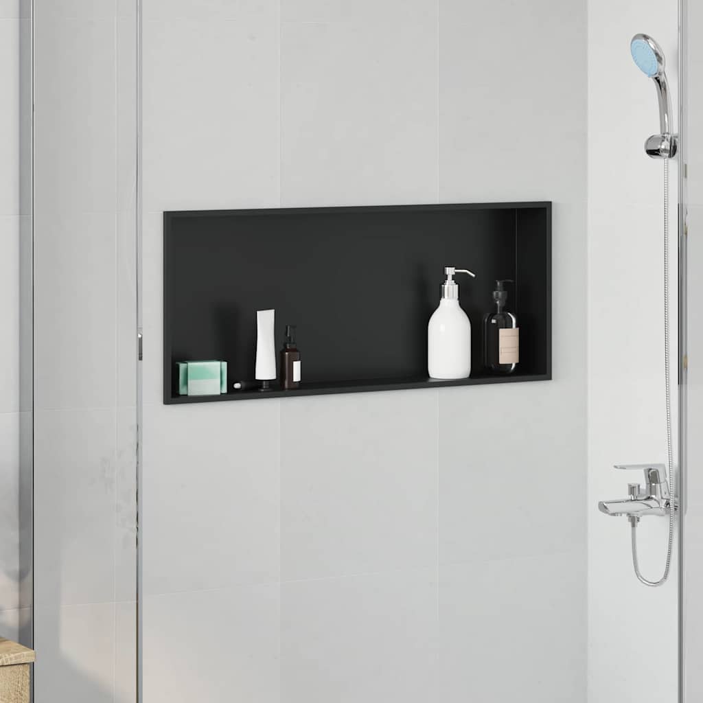VidaXL niche de douche noir 75 x 30 x 9,5 cm en acier inoxydable