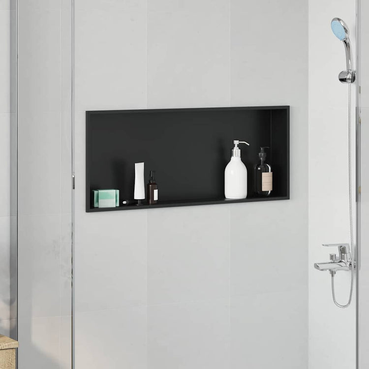 VidaXL niche de douche noir 75 x 30 x 9,5 cm en acier inoxydable