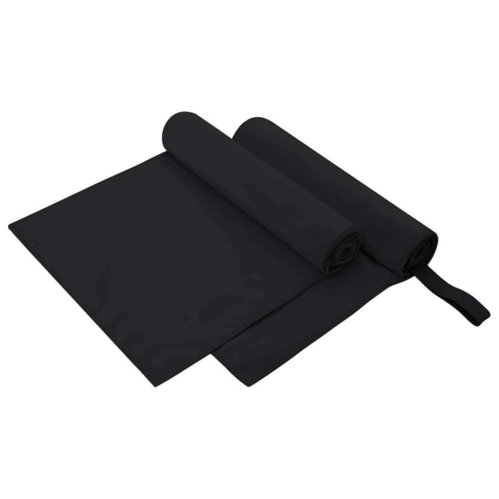 Vidaxx serviettes de sport 2 pcs noir 100 x 50 cm polyester et polyamide