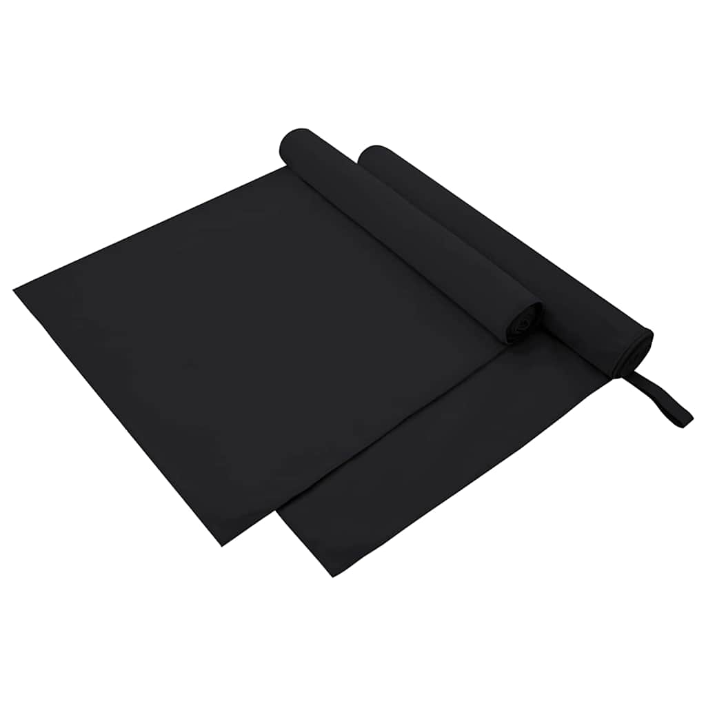 Vidaxx serviettes de sport 2 pcs noir 180 x 90 cm polyester et polyamide