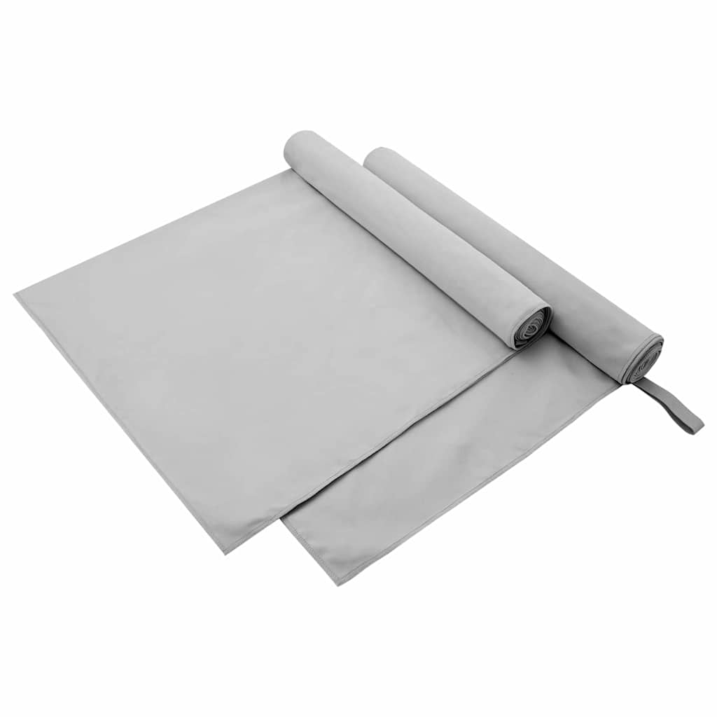 Vidaxx serviettes de sport 2 pcs gris 180 x 90 cm polyester et polyamide