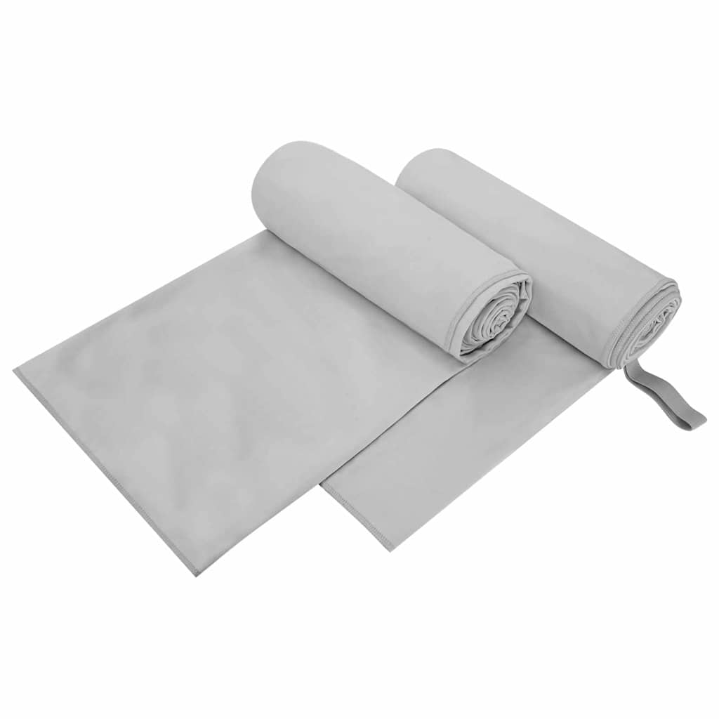Vidaxx serviettes de sport 2 pcs gris 200 x 100 cm polyester et polyamide
