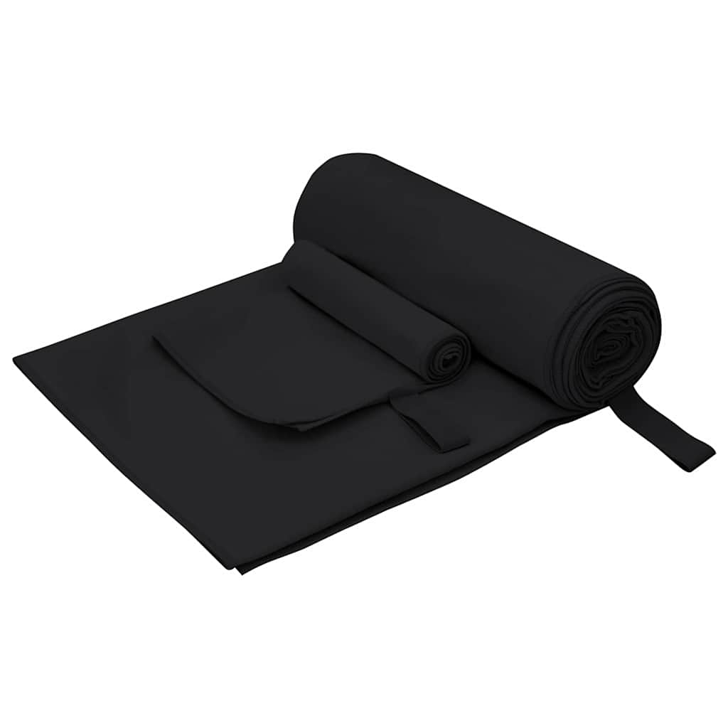 VidaXL ensemble de serviettes de sport 2 pcs tissu noir