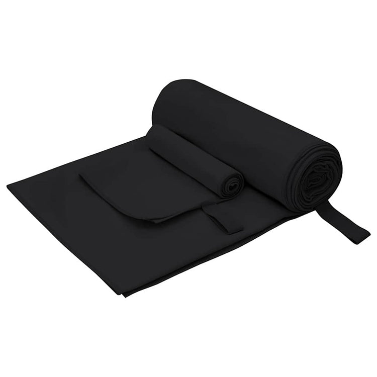 VidaXL ensemble de serviettes de sport 2 pcs tissu noir