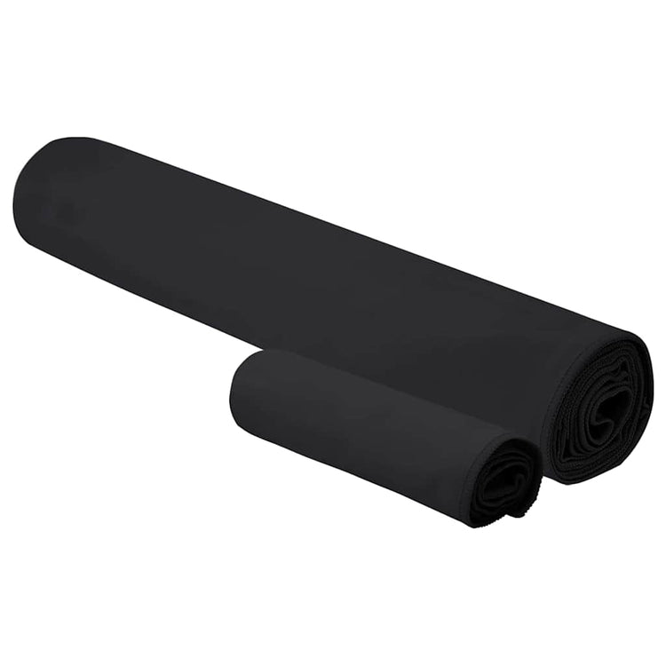 VidaXL ensemble de serviettes de sport 2 pcs tissu noir