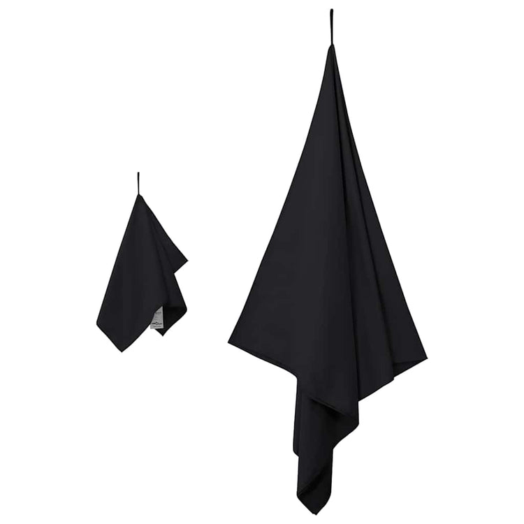 VidaXL ensemble de serviettes de sport 2 pcs tissu noir
