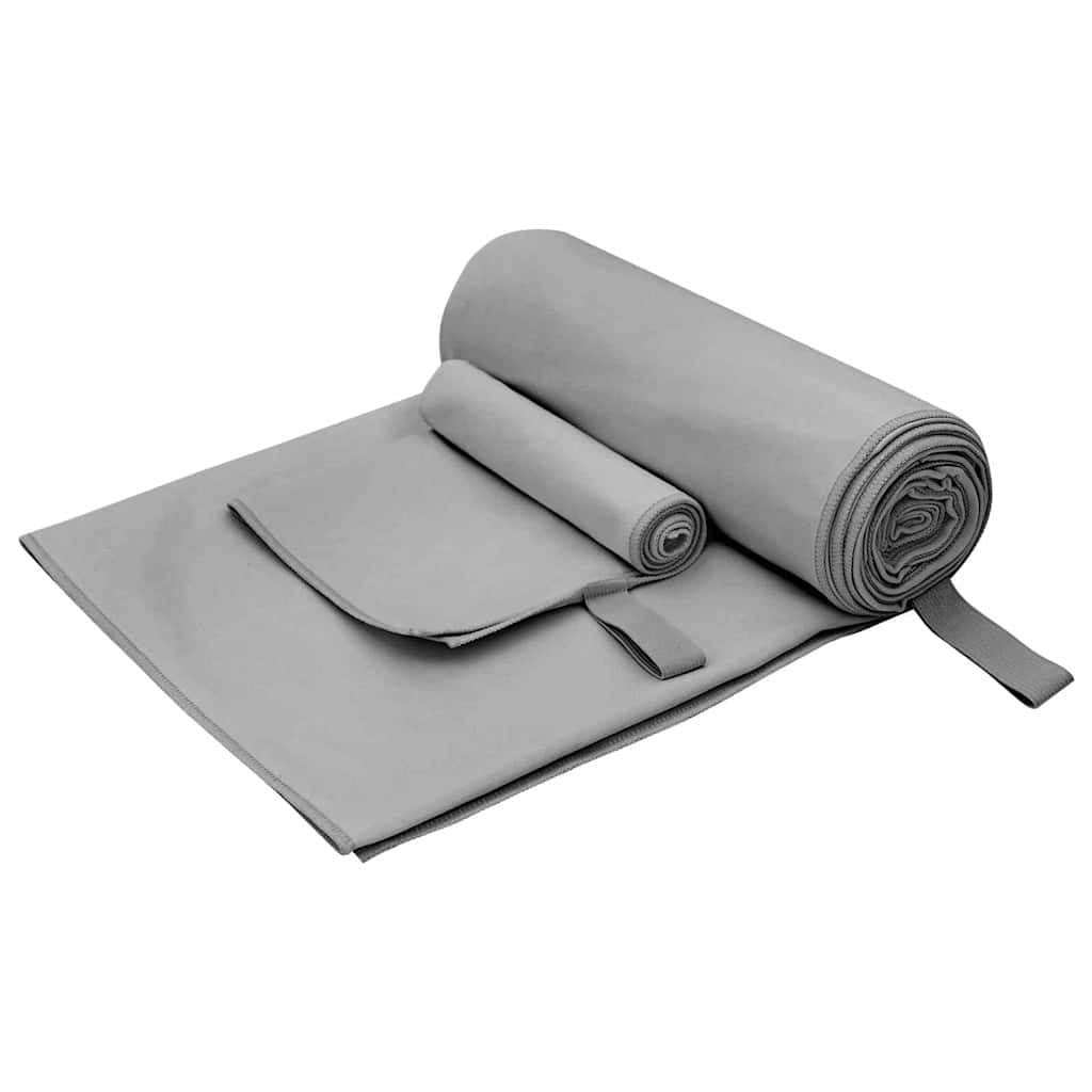 VidaXL ensemble de serviettes de sport 2 pcs tissu gris foncé