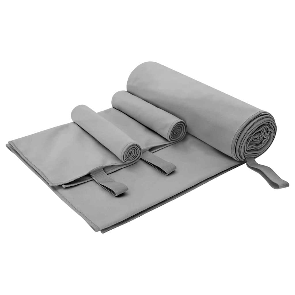 VidaXL ensemble de serviettes de sport 3 pcs gris foncé