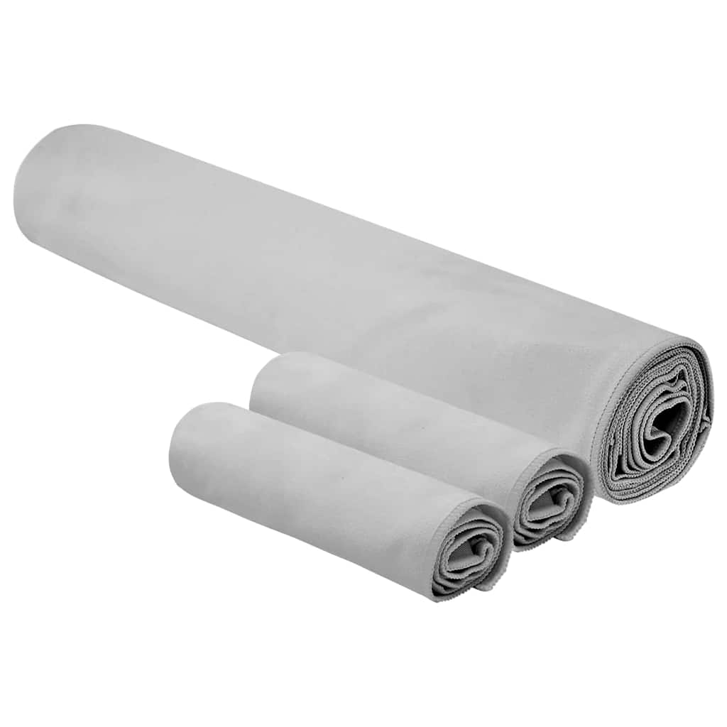 VidaXL lot de serviettes de sport 3 pcs gris polyester et polyamide