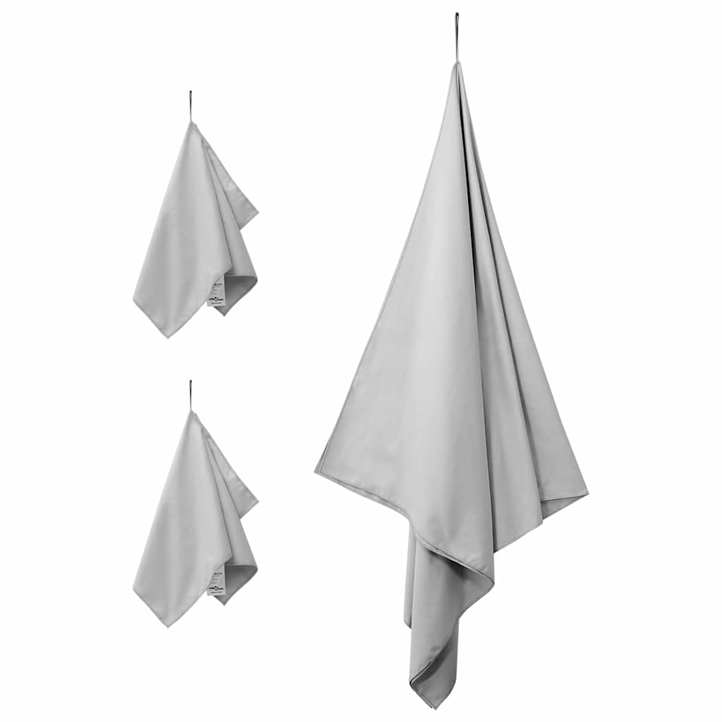 VidaXL lot de serviettes de sport 3 pcs gris polyester et polyamide
