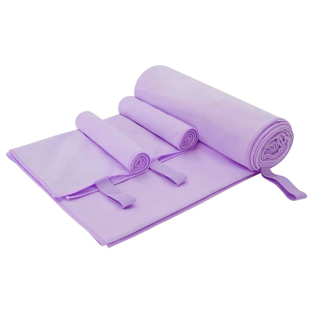 VidaXL lot de serviettes de sport 3 pcs violet polyester et polyamide