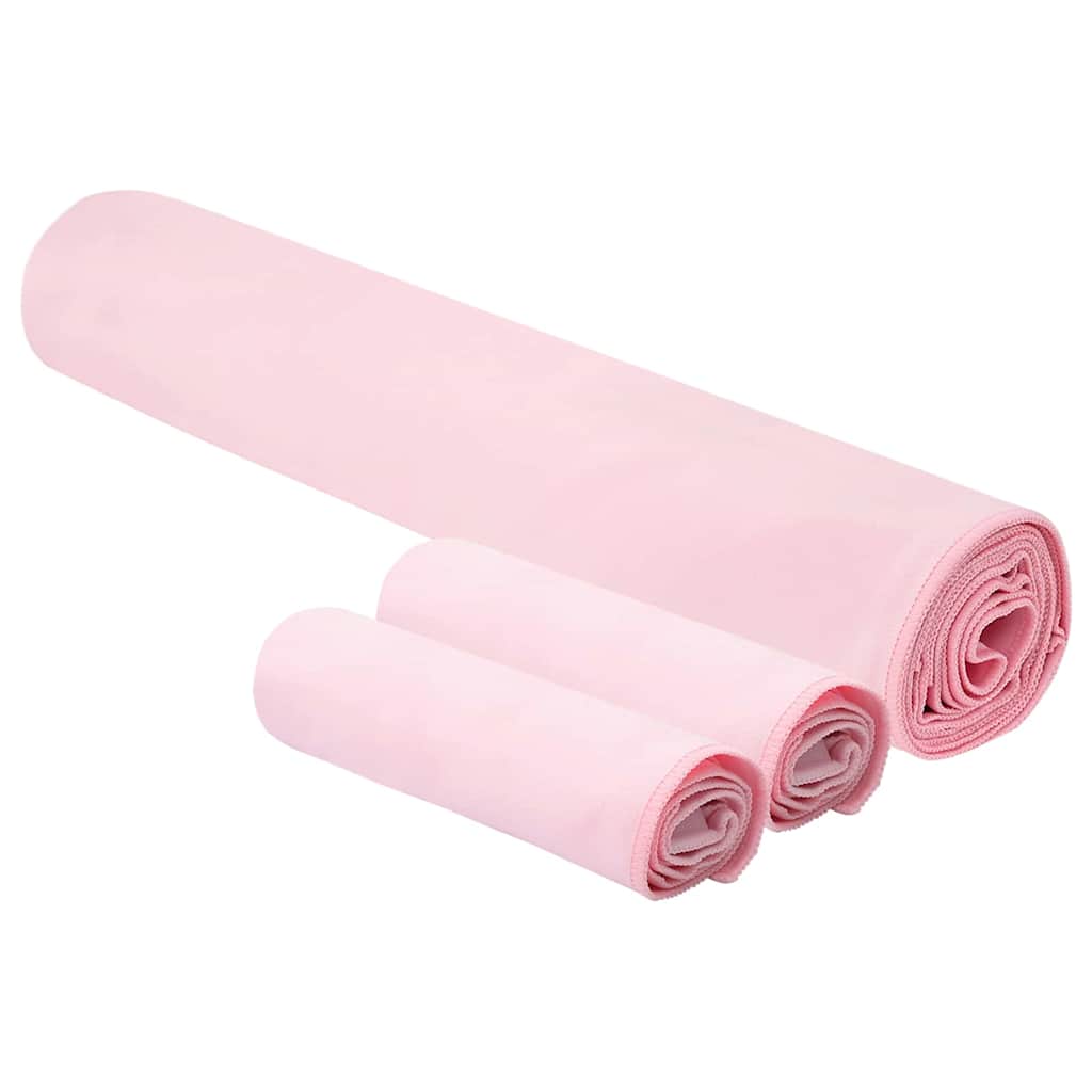 VidaXL lot de serviettes de sport 3 pcs rose polyester et polyamide