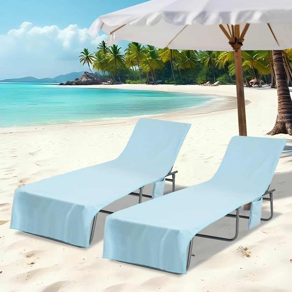 Vidaxl serviettes de chaise longue 2 pcs bleu 210 x 75 cm polyester et polyamide