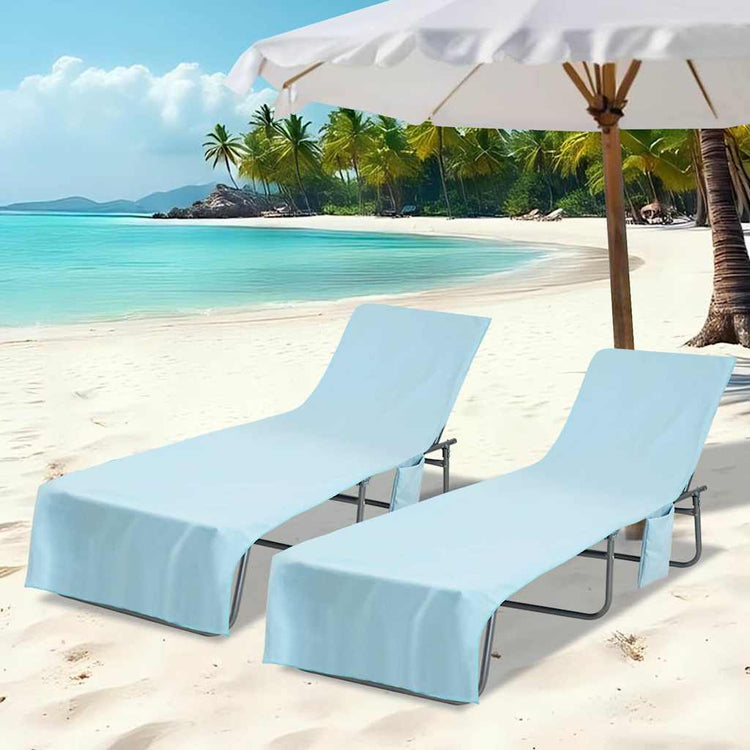 Vidaxl serviettes de chaise longue 2 pcs bleu 210 x 75 cm polyester et polyamide