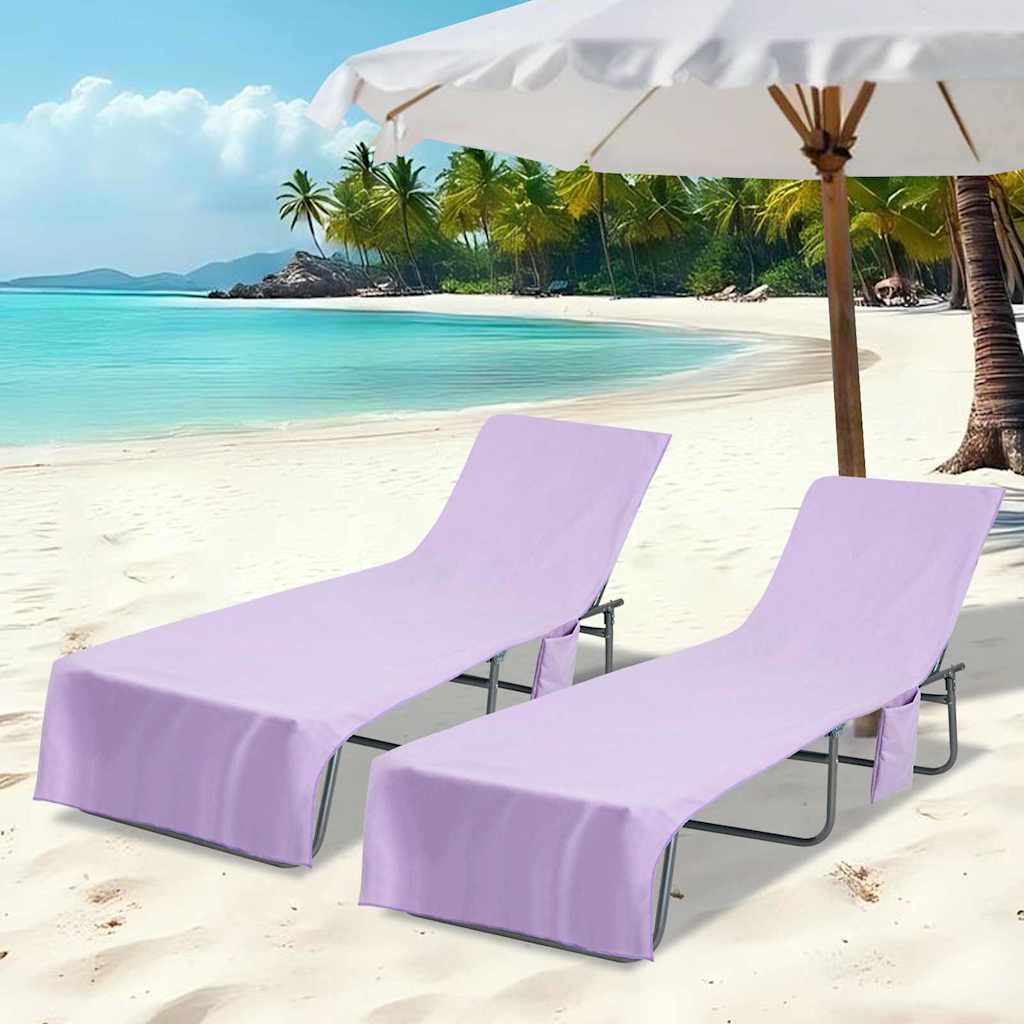 Vidaxx serviettes de chaise longue 2 pcs violet 210 x 75 cm polyester et polyamide
