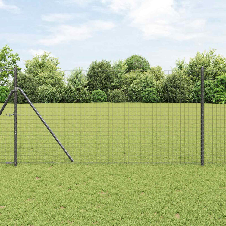 Poteau de clôture Vidaxl 2 pcs acier peint par poudrage gris